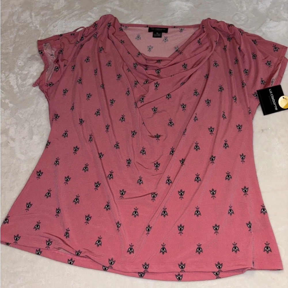 Liz Claiborne Women's Blouse in Pink with Floral Pattern